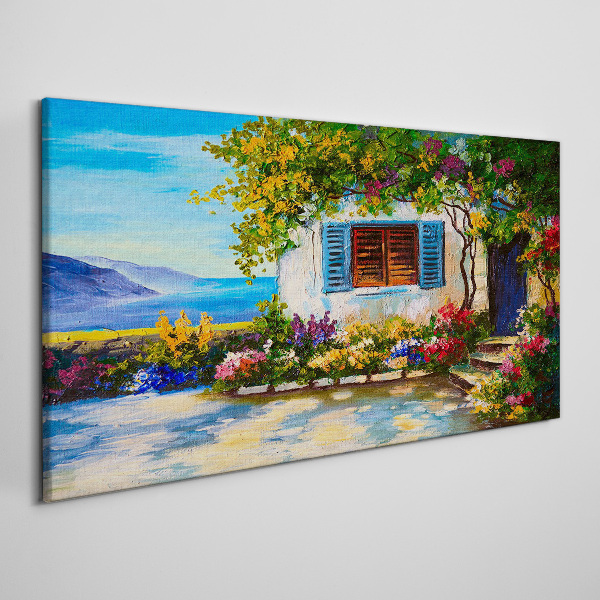 Seaside landscape with flowers Canvas print