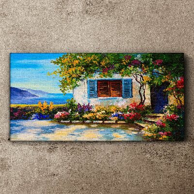 Seaside landscape with flowers Canvas print