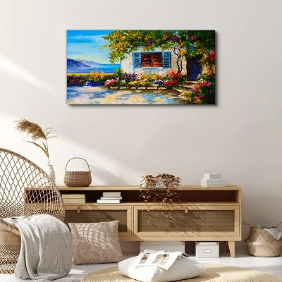 Seaside landscape with flowers Canvas print