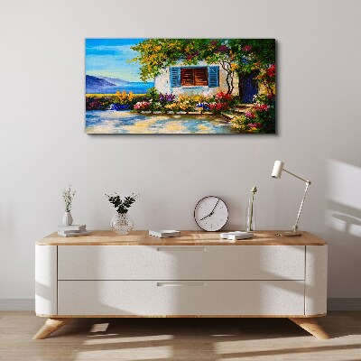 Seaside landscape with flowers Canvas print