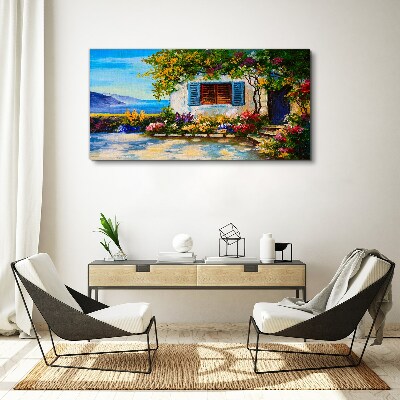 Seaside landscape with flowers Canvas print