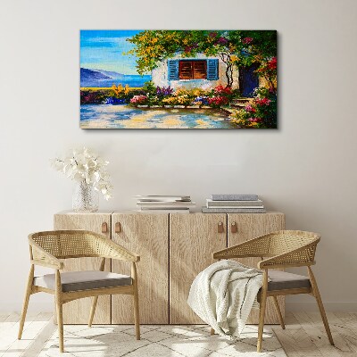 Seaside landscape with flowers Canvas print