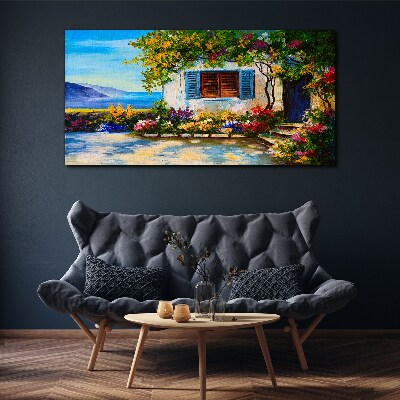 Seaside landscape with flowers Canvas print