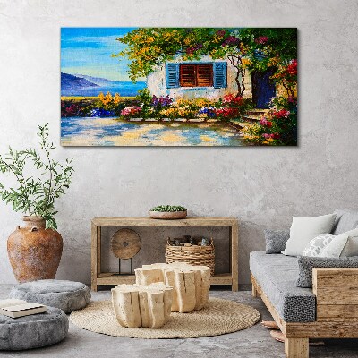 Seaside landscape with flowers Canvas print