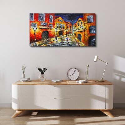 Night street in colors Canvas print