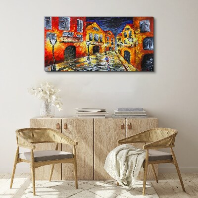 Night street in colors Canvas print
