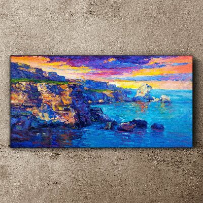 Cliffs coast sunset Canvas print
