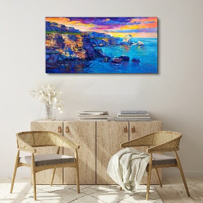 Cliffs coast sunset Canvas print