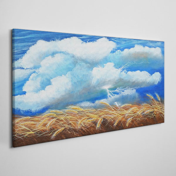 Field sky lightning Canvas print