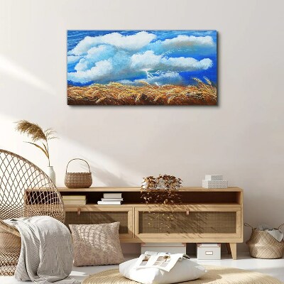 Summer sky over a golden field Canvas print
