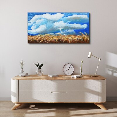 Summer sky over a golden field Canvas print
