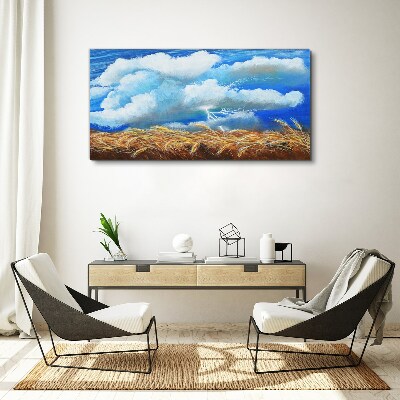 Summer sky over a golden field Canvas print