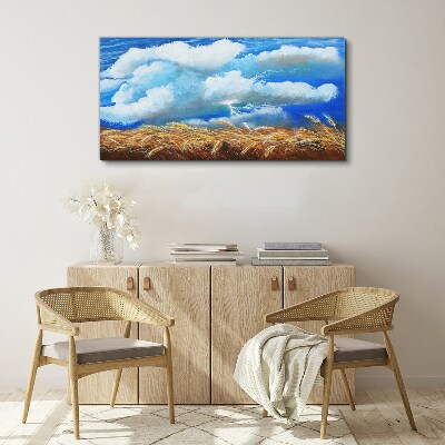 Summer sky over a golden field Canvas print