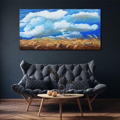 Summer sky over a golden field Canvas print