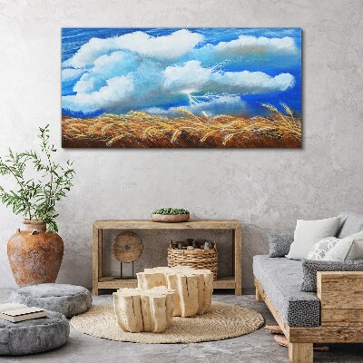 Summer sky over a golden field Canvas print