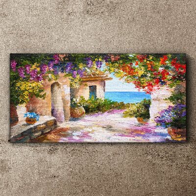The flower alley of a seaside village Canvas print