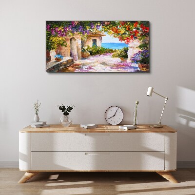 The flower alley of a seaside village Canvas print