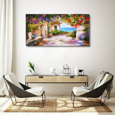 The flower alley of a seaside village Canvas print