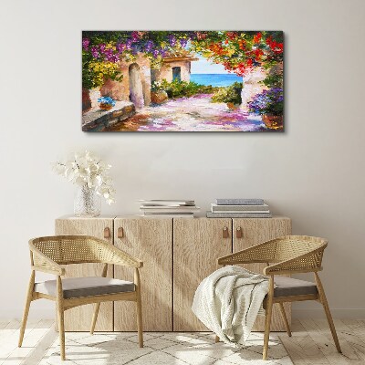 The flower alley of a seaside village Canvas print