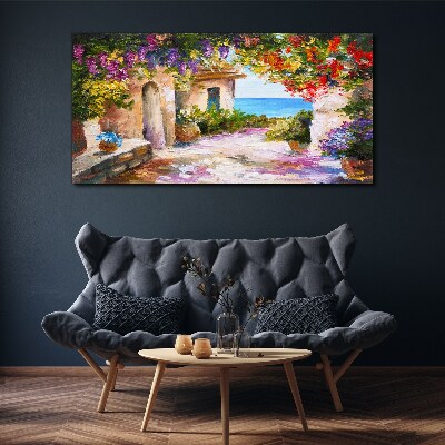 The flower alley of a seaside village Canvas print