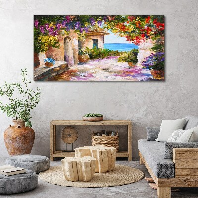 The flower alley of a seaside village Canvas print