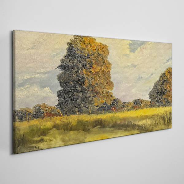 Golden trees in a summer landscape Canvas print