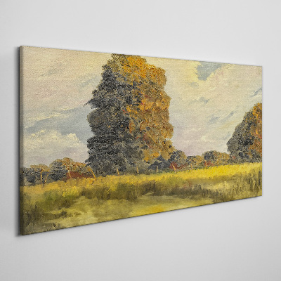 Golden trees in a summer landscape Canvas print