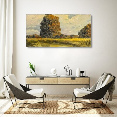 Golden trees in a summer landscape Canvas print
