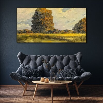Golden trees in a summer landscape Canvas print