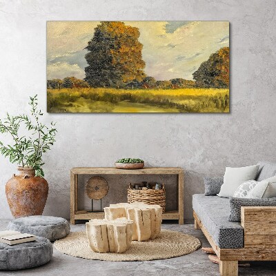 Golden trees in a summer landscape Canvas print