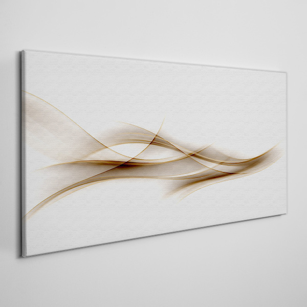Golden waves on white background Canvas print