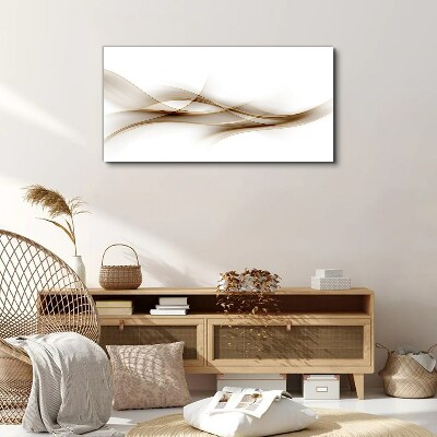 Golden waves on white background Canvas print