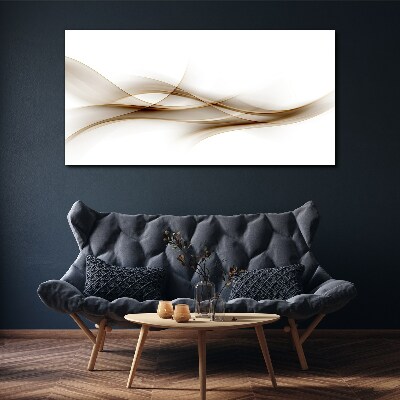 Golden waves on white background Canvas print