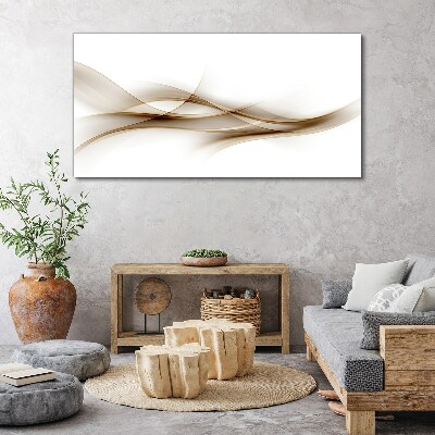 Golden waves on white background Canvas print