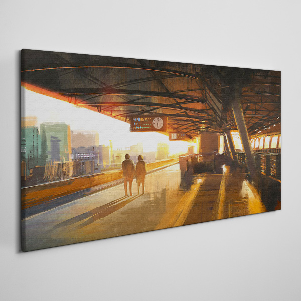 Golden hours at the station Canvas print