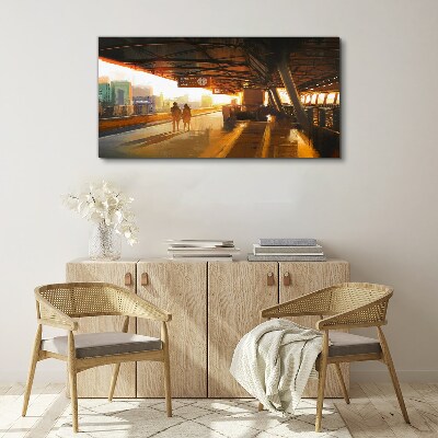 Golden hours at the station Canvas print