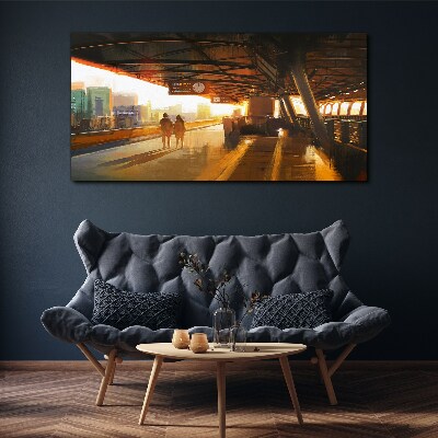 Golden hours at the station Canvas print