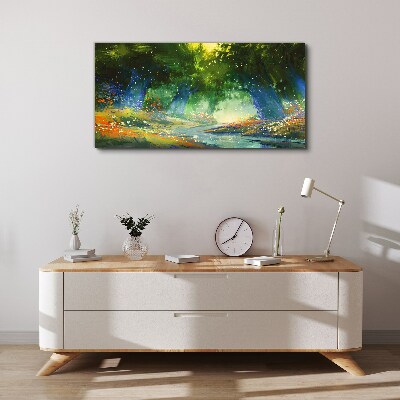 Green forest in the morning light Canvas print