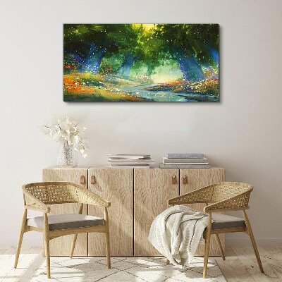 Green forest in the morning light Canvas print