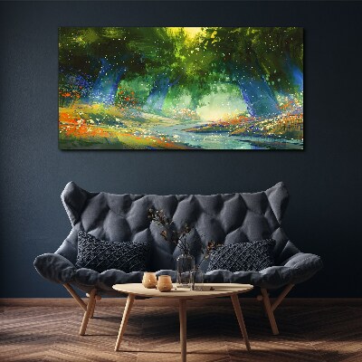 Green forest in the morning light Canvas print