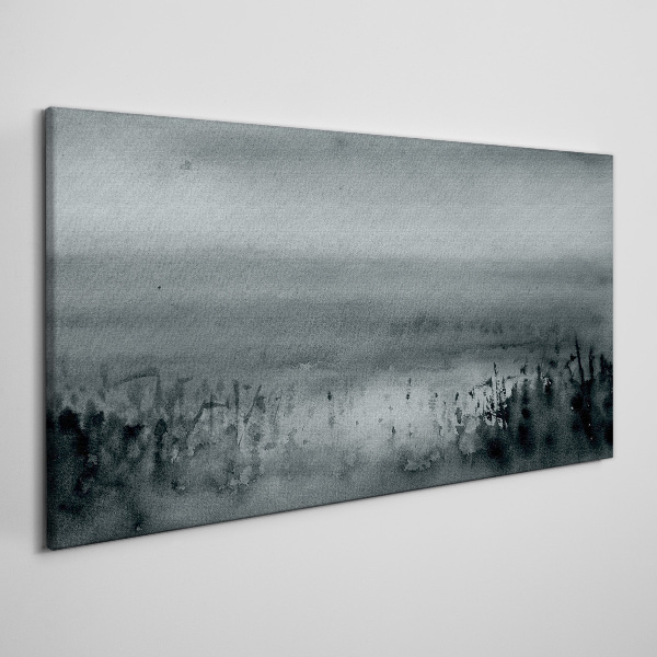 Gray-rocky misty landscape Canvas print