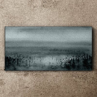 Gray-rocky misty landscape Canvas print
