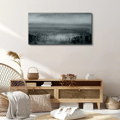 Gray-rocky misty landscape Canvas print