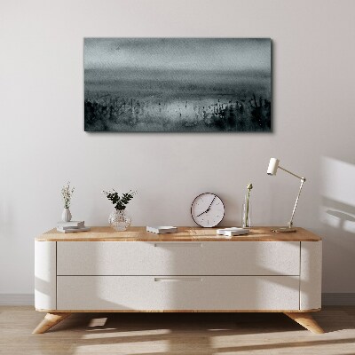 Gray-rocky misty landscape Canvas print
