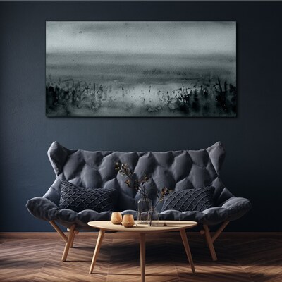 Gray-rocky misty landscape Canvas print