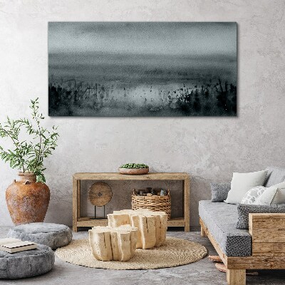 Gray-rocky misty landscape Canvas print