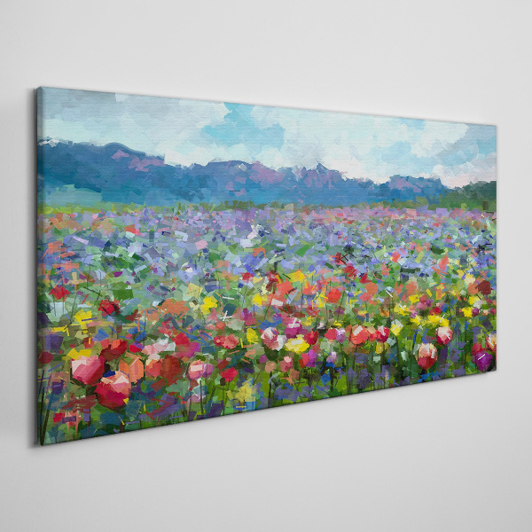 Floral landscape in pastel colors Canvas print