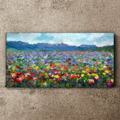 Floral landscape in pastel colors Canvas print