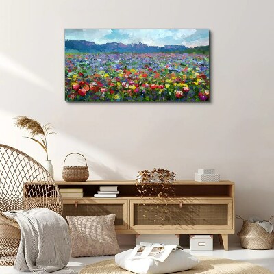 Floral landscape in pastel colors Canvas print