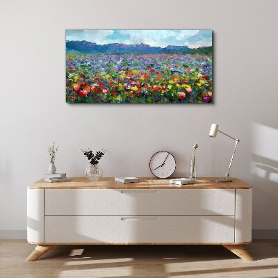 Floral landscape in pastel colors Canvas print